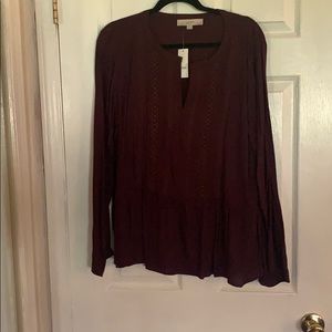 Burgundy peplum style blouse